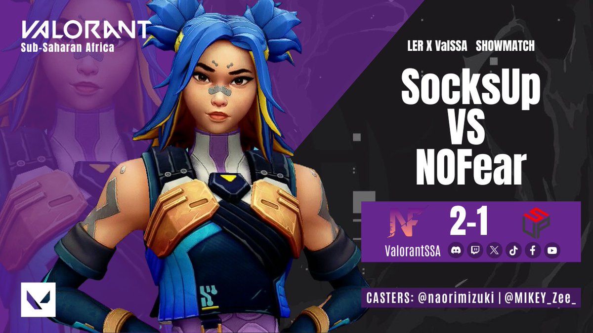 📢Map 3 results are in📢

As <a href="/NoFearTeam_/">No Fear</a> takes the last map 13 - 6 against <a href="/SocksUpES/">Socks Up Esports</a> they win the series 2 - 1 !!!

Well played to both teams and shoutout to our amazing casters <a href="/NaoriMizuki/">Samantha Timms 🇿🇦</a> and <a href="/MIKEY_ZEE_/">ZEE</a> aswell as our producer <a href="/jmcloudburst/">Jesse 'Cloudburst' McConnell</a>