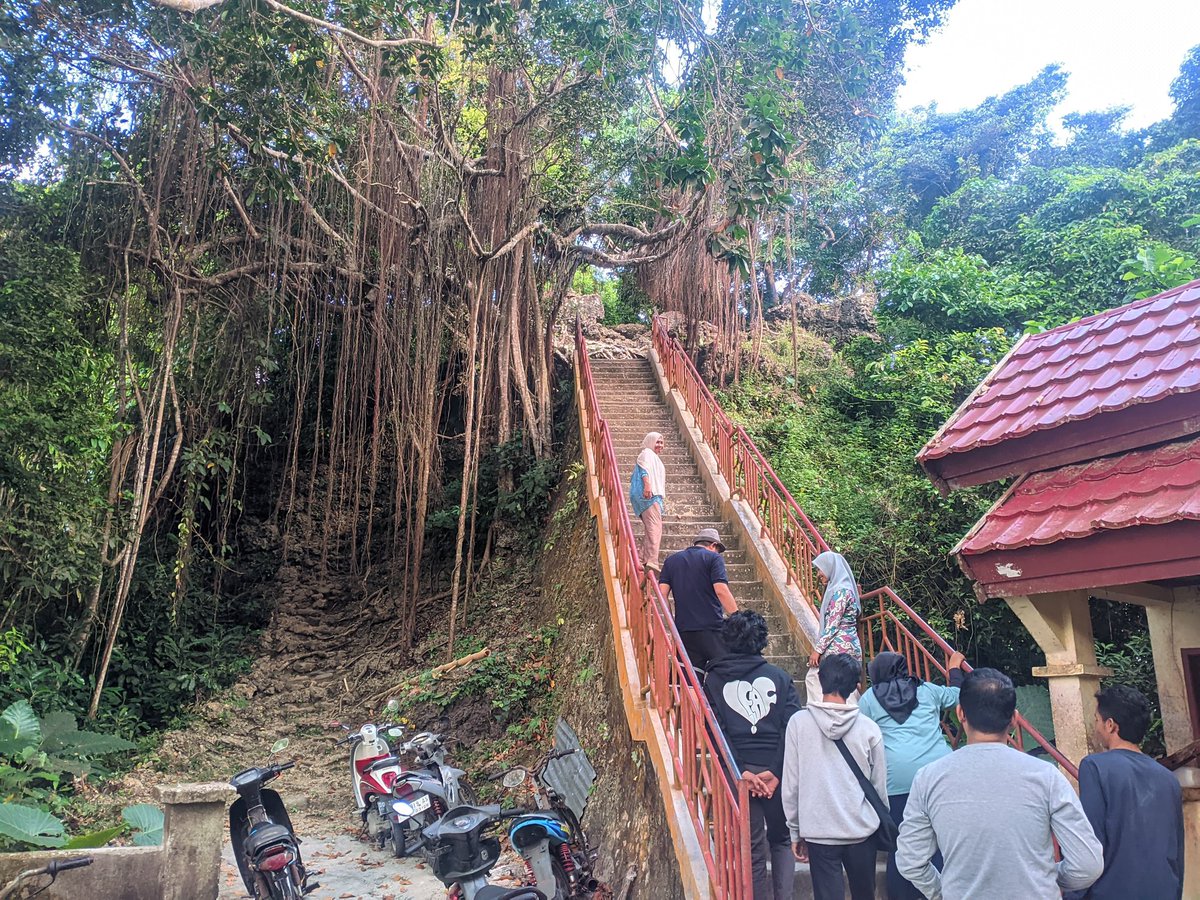 DaengLalo's tweet photo. Sebelum tangga dibuat, pengunjung mendaki bukit batu melalui rerimbunan pohon beringin disamping kiri tangga sekarang menuju masjid tua Gantarang Lalangbata, Pulau Selayar. https://t.co/tUFN18x6FY