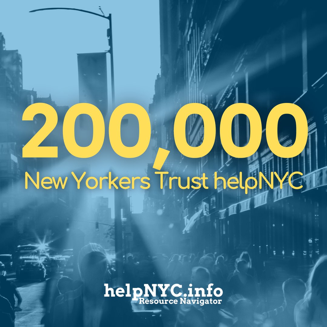This month, <a href="/helpNYC/">helpNYC</a> surpassed 200,000 users of the helpNYC.info Resource Navigator in September 2023.

Over 10,000 users a week trust <a href="/helpNYC/">helpNYC</a> to help them find the help they deserve.