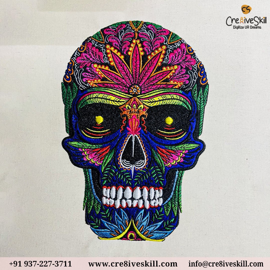 Vibrant Sugar Skull Embroidery: Día de los Muertos Delight! Expert Embroidery Digitizing Solutions for stunning creations. Explore endless creativity with Cre8iveSkill! Join us TODAY!
cre8iveskill.com

#Cre8iveSkill #embroiderydesign #floralskullembroidery #floralskull