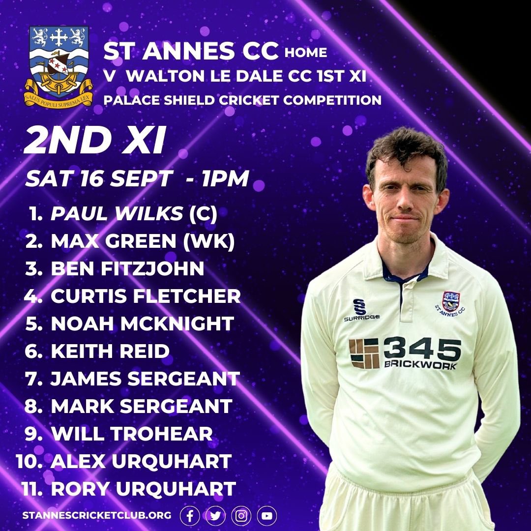 StAnnesCC's tweet photo. π WEEKEND FIXTURES
Our 2ND XI are at home v @WLDCricketClub for their final game of the season!
πΊπ₯π· Bar open
π₯ LIVE SPORT on TV
ππ Food available until 5:30pm
π A big THANK YOU to our kit sponsor 345 BrickWork & Celplas for supporting #TeamSaints π
Go well lads! https://t.co/xhVqJkFFeR