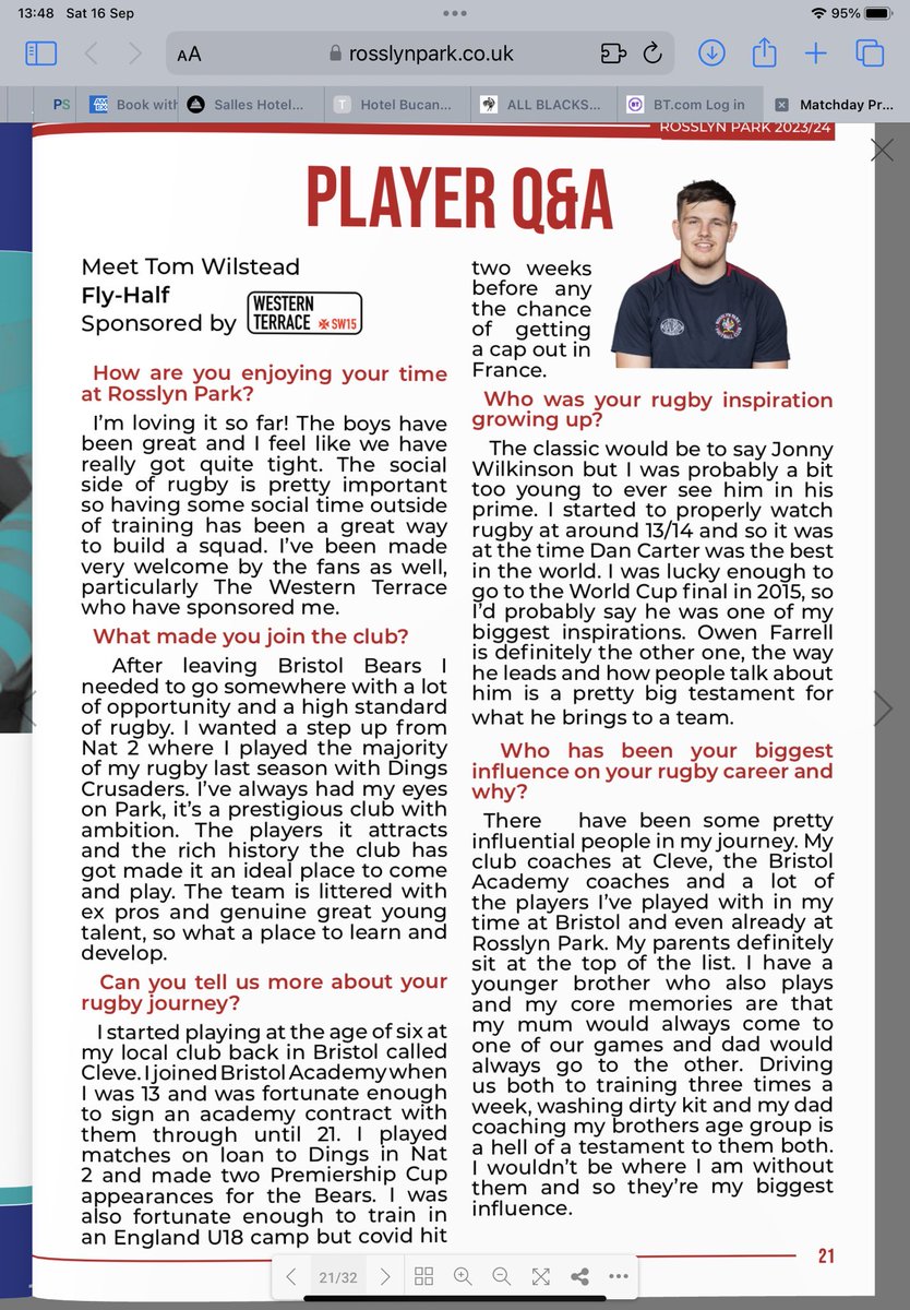PaulBWebster's tweet photo. Great to read about the @RPWestTerrace sponsored player @TomWilstead but distressed that’s he’s too young to have watched Jonny Wilkinson play! We’re all old enough to be Jonny’s dad! https://t.co/42jYxzbiuk