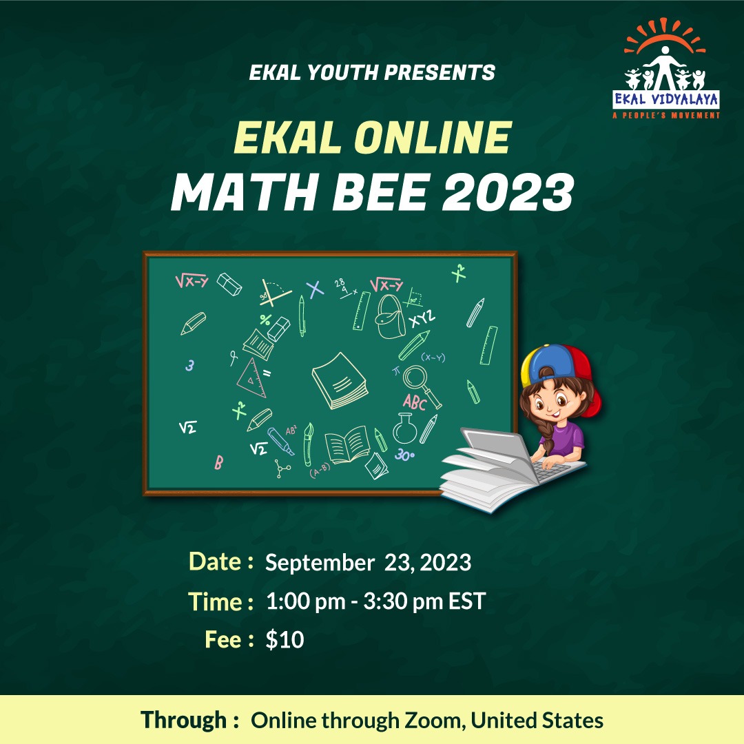 EkalVidyalayaUS's tweet image. Sharpen your skills: #EkalVidyalaya's online #MathBee #youthworkshop awaits. Enroll today for this amazing workshop!

Date: September 23, 2023
Time: 1:00pm - 3:30pm EST
Online through Zoom
Registration Fee: $10
Registration Link: ekal.org/us/ticket/ekal…