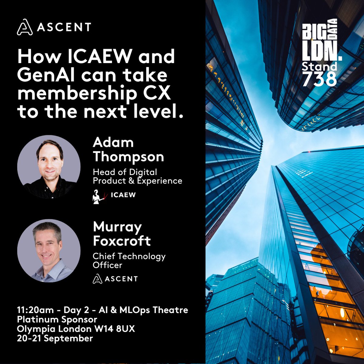 Ascent (@we_are_ascent) on Twitter photo Can #GenAI really improve #CX? Join our CTO Murray Foxcroft and Adam Thompson, Head of Digital Product & Experience at ICAEW, at <a href="/BigData_LDN/">Big Data LDN - 24/25 Sept 25</a> and discover how we introduced #GenAI to a major professional membership body, to improve the internal and external customer experience. Can #GenAI really improve #CX? Join our CTO Murray Foxcroft and Adam Thompson, Head of Digital Product & Experience at ICAEW, at <a href="/BigData_LDN/">Big Data LDN - 24/25 Sept 25</a> and discover how we introduced #GenAI to a major professional membership body, to improve the internal and external customer experience.