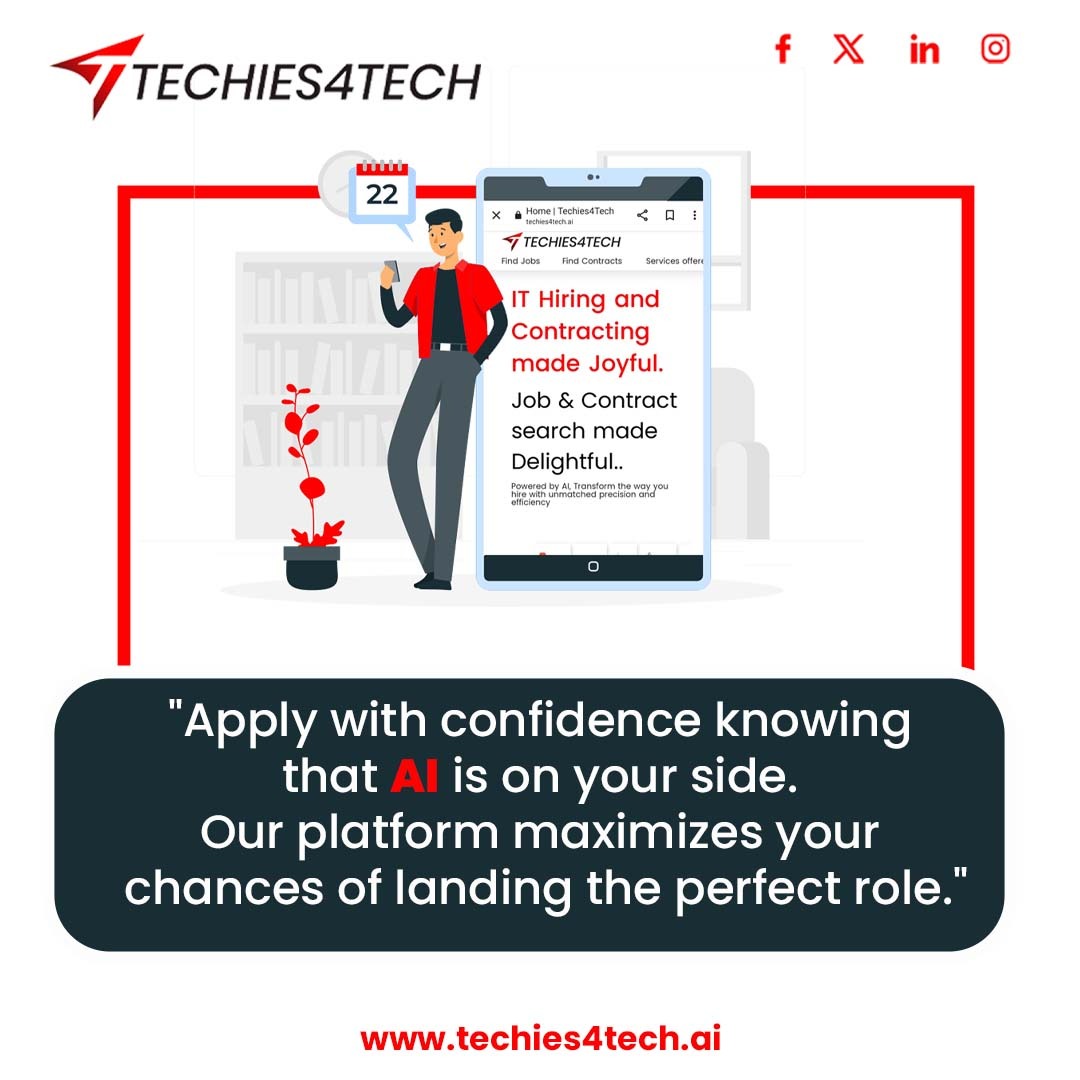 techies4techai's tweet image. &quot;Ready to level up your career? Apply with confidence knowing that AI is on your side - techies4tech.ai maximizes your chances of landing the perfect role.
#Techies4Tech #AIJobSearch #job #hiring #jobsearch #hiring #AIHiring