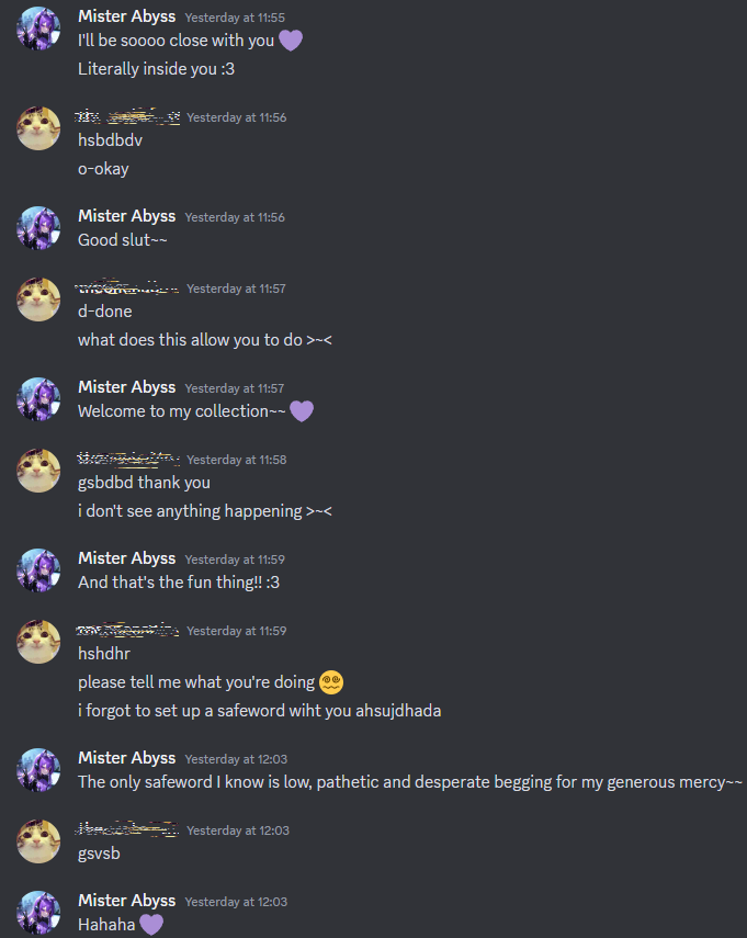 abyss_mister's tweet photo. My previous victim had the pleasure to beg all nice and low for the sweet privilege of joining my precious collection.

I am very happy that he decided to tease me afterwards! I love nothing more than giving a little showcase of my controls and breaking minds after those mocks ;3 https://t.co/xXGCdtfI94