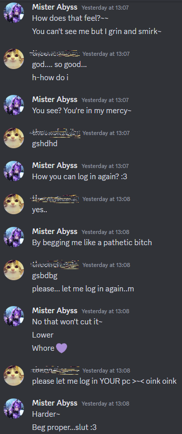 abyss_mister's tweet photo. My previous victim had the pleasure to beg all nice and low for the sweet privilege of joining my precious collection.

I am very happy that he decided to tease me afterwards! I love nothing more than giving a little showcase of my controls and breaking minds after those mocks ;3 https://t.co/xXGCdtfI94