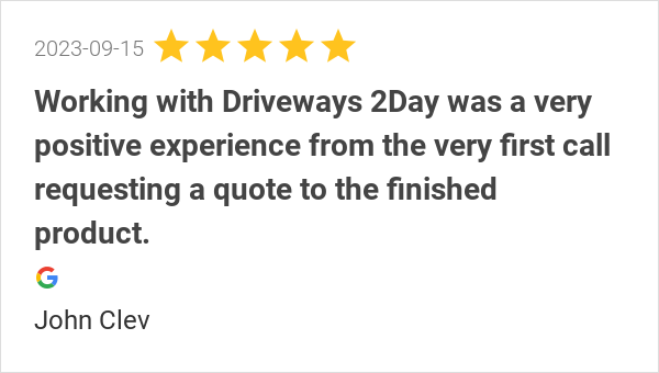 Driveways2day's tweet image. New 5.0-star Review: "Working with Driveways 2Day was a very positive experience from the very first call...
