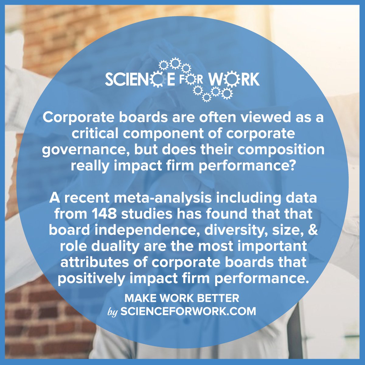 #MakeWorkBetter with #scienceforwork ⚗😁🔍
Produced by @A_J_Halliday

Read the source here:
lnkd.in/gsJ-Dxg2

#HR #Management #Leadership #Diversity #work #MGMT #boards #governance #corporateboards #leaders #HR #EBM