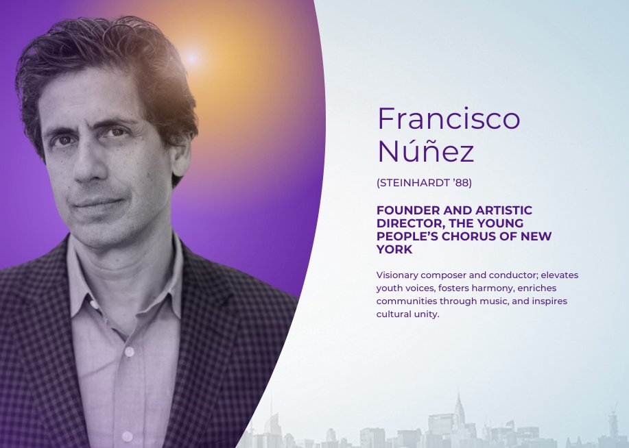 Young People’s Chorus of New York City (@ypcofnyc) on Twitter photo Congratulations to YPC Founder/ Artistic Director, Francisco J. Núñez, on being honored as one of the 2023 <a href="/nyusteinhardt/">NYU Steinhardt</a> Alumni Changemakers! 💜🎶
To learn more click the link → rb.gy/zsavk Congratulations to YPC Founder/ Artistic Director, Francisco J. Núñez, on being honored as one of the 2023 <a href="/nyusteinhardt/">NYU Steinhardt</a> Alumni Changemakers! 💜🎶
To learn more click the link → rb.gy/zsavk