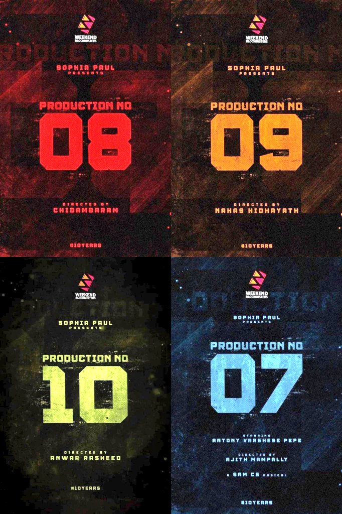 ProductionNumber7 - #AjitMambally
ProductionNumber8 - #Chidambaram
ProductionNumber9 - #NahasHidayath
ProductionNumber10 - #AnwarRasheed 

#WeekendBlockbusters