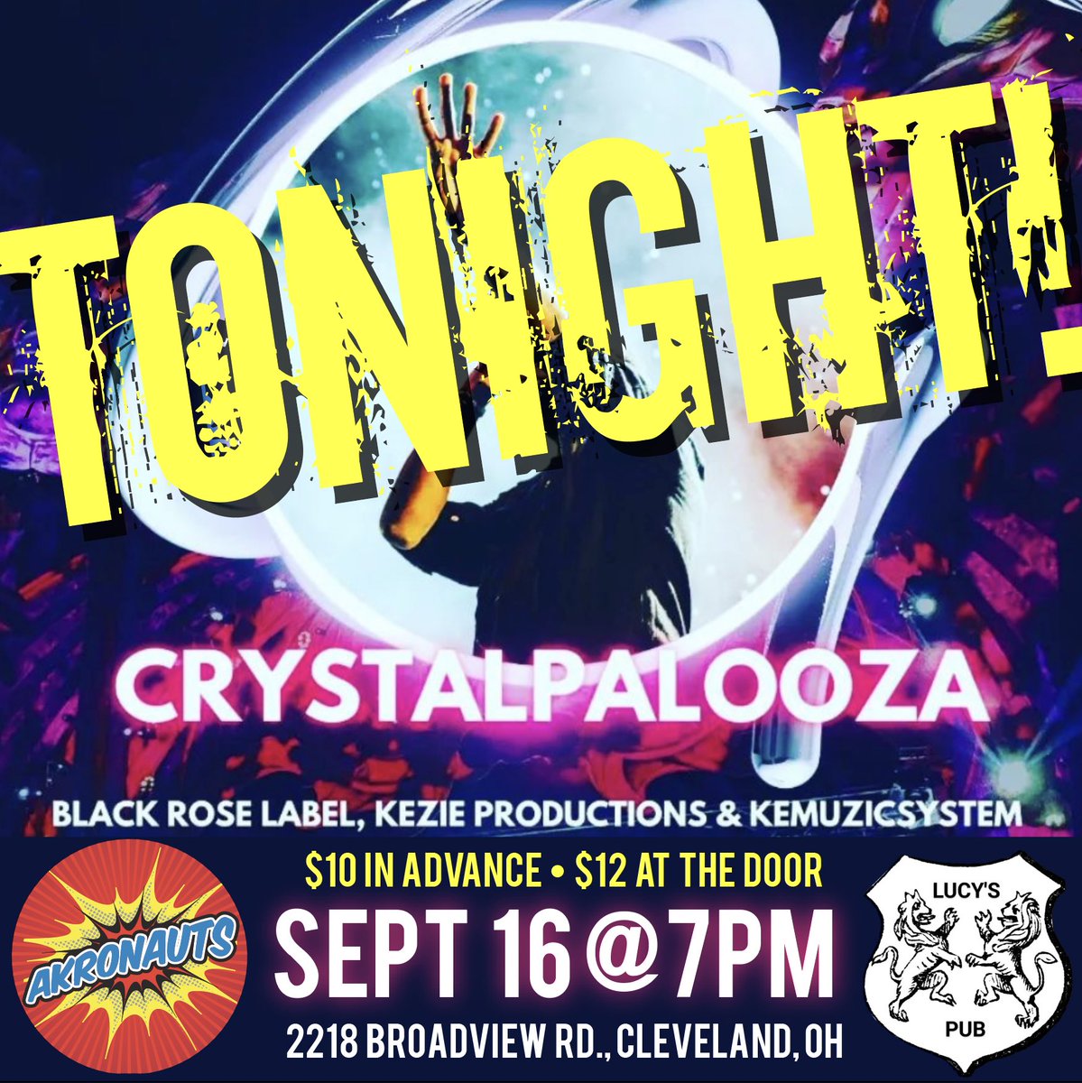 Tonight! Message us for tix. Crystalpalooza @ Lucy’s Pub - 3 day event, 23 bands! 
We play at 7pm. Direct message us for tickets. 
#akronauts #akronautsband #theakronauts #lucyspub #crystalpalooza #crystalpalooza2023 #lucyspubcle #thingstodoincleveland #livemusiccleveland