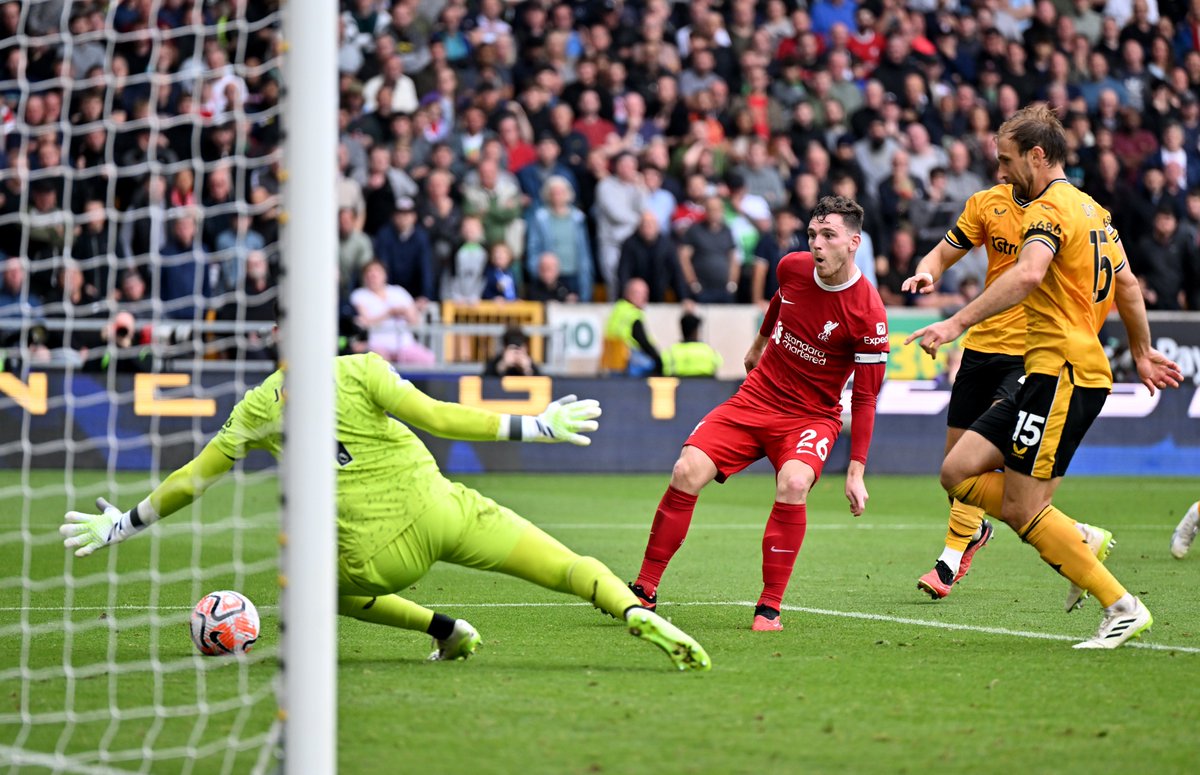 brfootball's tweet photo. 200th Premier League appearance for Liverpool ✅

Captain ✅

86th minute go-ahead goal ✅

What a day for Andy Robertson 🙌 https://t.co/Ezl0QCoVNw