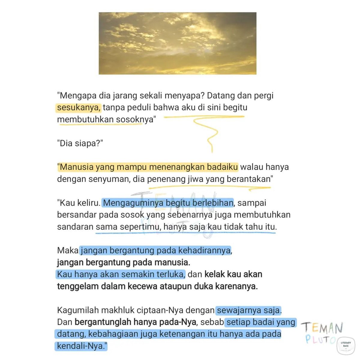 literarybase's tweet photo. Karya — aku sedang berusaha untuk tidak bergantung pada manusia, terutama dia. https://t.co/h9ty0KRMVY
