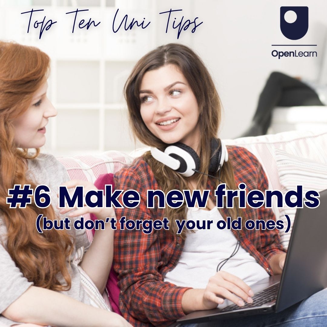 OUFreeLearning's tweet photo. #Friendships are essential... you should socialise and talk to new people, but don't forget your old #friends too.

Our 6th #unitip for new #university students is 'make friends'... and our article explains why friendships are vital to our #wellbeing:

https://t.co/hmldL6fhsL https://t.co/399JwY14fk