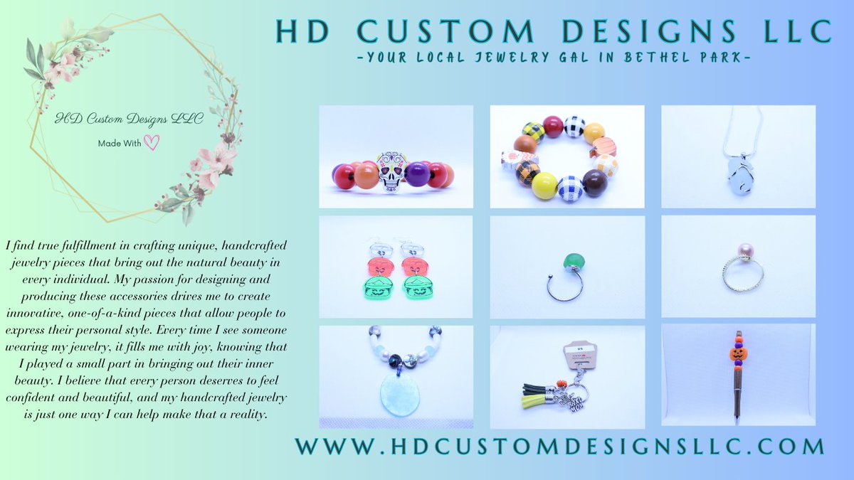 Allow me to introduce myself ✨️
hdcustomdesignsllc.com 
#shopsmall #smallbusinessowner #mommaowned #jewelry #pens #wineglasscharms #keychains
