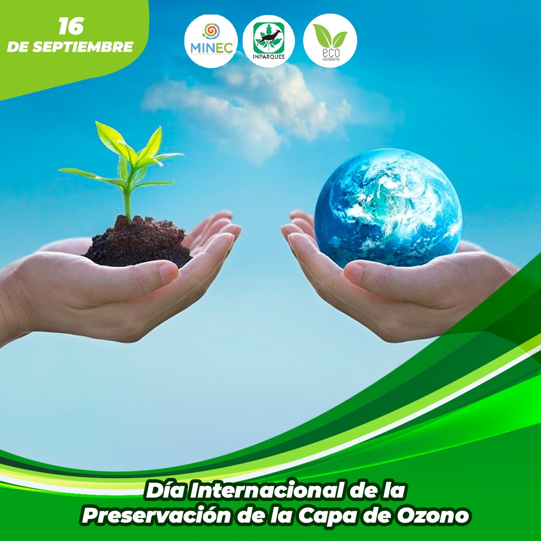 #16Sep La Capa de Ozono es un borde frágil de gas que protege la tierra de los efectos nocivos de los rayos solares, contribuyendo así a preservar la vida en el planeta.

¡Únete y colabora con el control y eliminación del uso de sustancias que agotan el ozono!

#VenezuelaEsÚnica