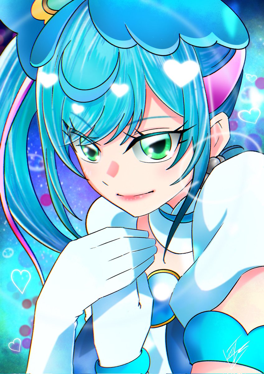 プリキュア「キュアスパイシー!!たまたまだけど青髪のプリキュアしか描いてないな、、、でも青髪」|コウタのイラスト