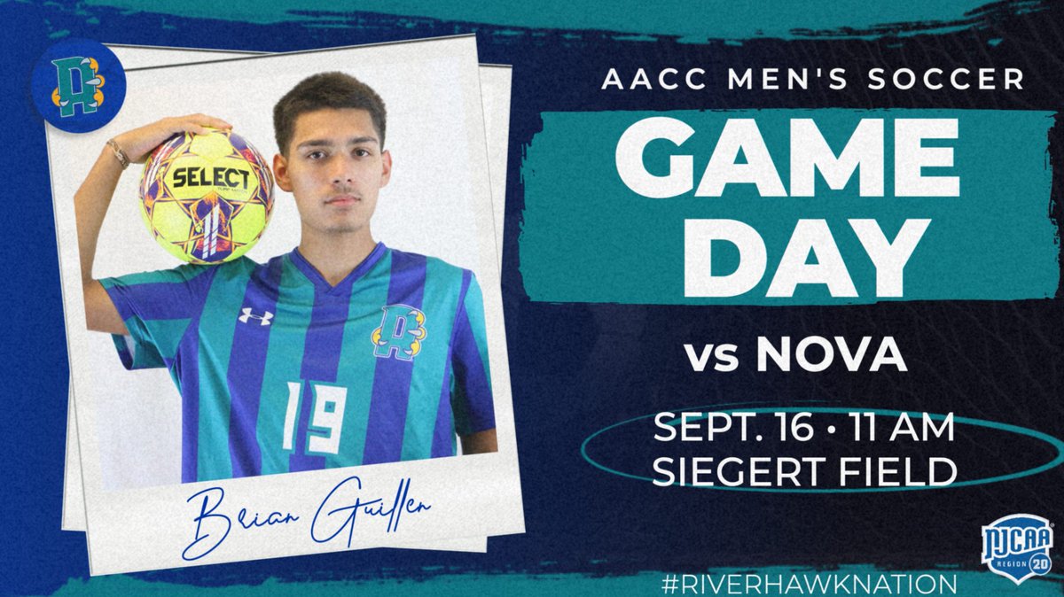 AACCAthletics's tweet photo. MSOC: IT'S GAME DAY! @aaccsoccer hosts Northern Virginia in an 11 a.m. @NJCAARegion20 game at Siegert Field.
Video: https://t.co/mD5YR77wQP
Stats: https://t.co/4mTJQp3rwx
#RiverhawkNation https://t.co/CwHRIuWL6k