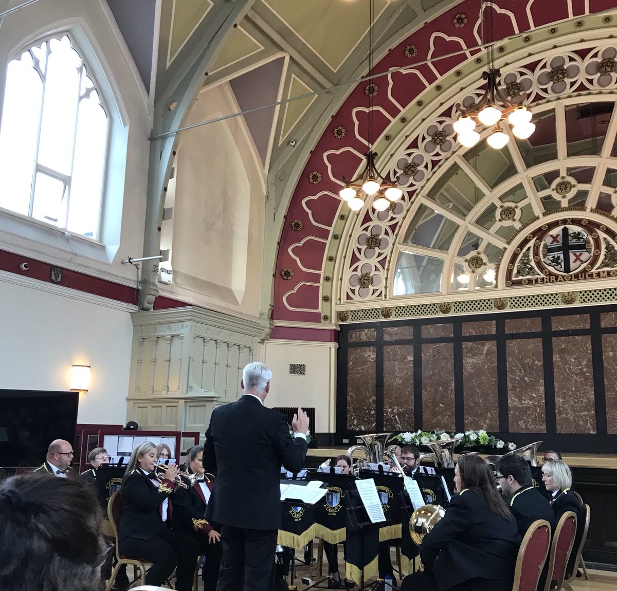 ⁦@HaydockBand⁩ performing now at St Helens Town Hall 💓#CreativeUnderground ⁦@HeritageFundUK⁩ celebration of 160 years of the band & launch of their publication ⁦@heritageopenday⁩