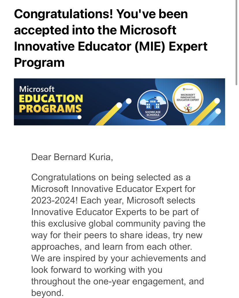 This year will be awesome 😎 . So excited to be selected as an MIE Expert for 2023-2024, congratulations 🎉 to all who got selected!#MicrosoftEdu #MIEExpert.