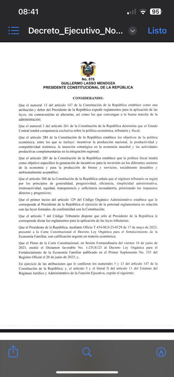 ecuainm_oficial's tweet photo. ‼️#URGENTE
El presidente @LassoGuillermo, suscribió el Decreto Ejecutivo 876 que contiene el Reglamento para la Aplicación de la Ley Orgánica para el Fortalecimiento de la Economía Familiar. https://t.co/xkFAqXjsI6