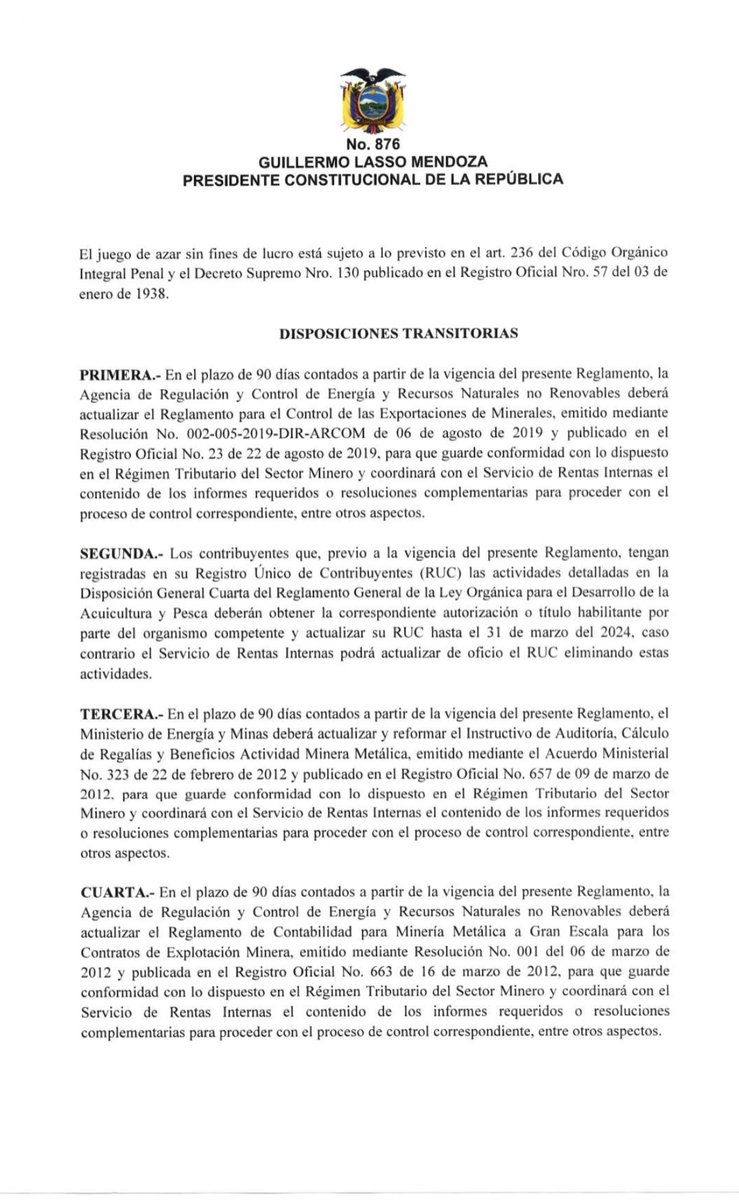 ecuainm_oficial's tweet photo. ‼️#URGENTE
El presidente @LassoGuillermo, suscribió el Decreto Ejecutivo 876 que contiene el Reglamento para la Aplicación de la Ley Orgánica para el Fortalecimiento de la Economía Familiar. https://t.co/xkFAqXjsI6