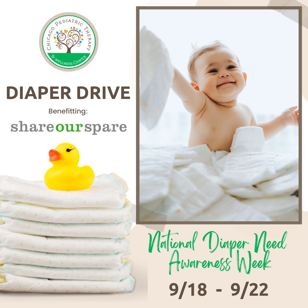 CPTWC's tweet image. 🗣Attention CPTWC Families!📢

National Diaper Need Awareness Week starts Monday and here at CPTWC, we are hosting a diaper drive benefitting @ShareOurSpare, a Chicago non-profit with a goal to collect as many diapers as possible this week! Help us, help them reach their goal!