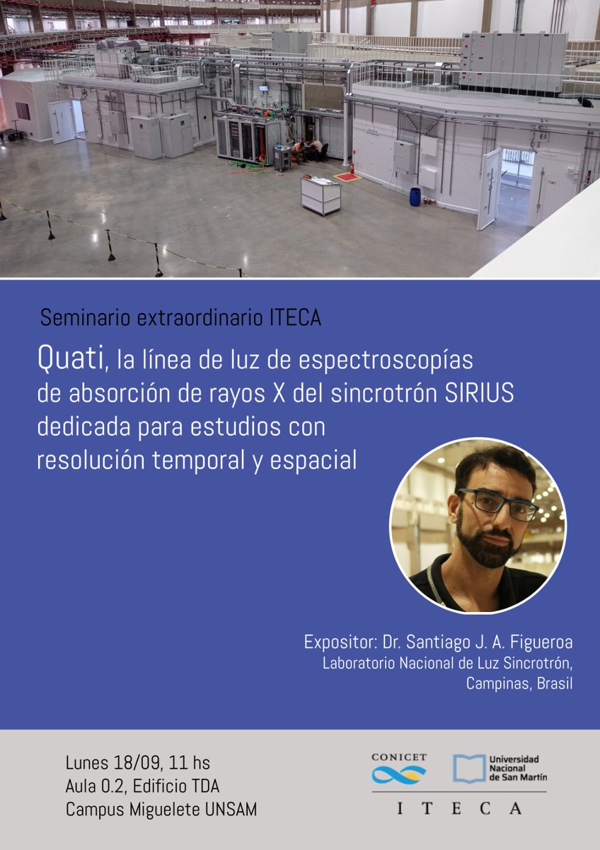 ITECA (@itecaunsam) on Twitter photo Este lunes 18 de septiembre a las 11 AM seminario especial del ITECA organizado por el Laboratorio de Cristalografía Aplicada <a href="/difusion_LCA/">Laboratorio de Cristalografia Aplicada</a> a cargo del Dr. Santiago Figueroa, del <a href="/SincrotronLNLS/">LNLS</a> de <a href="/CNPEM/">CNPEM</a>. Lxs esperamos en el Aula 0.2 del edificio TDA, Campus Miguelete de UNSAM. Este lunes 18 de septiembre a las 11 AM seminario especial del ITECA organizado por el Laboratorio de Cristalografía Aplicada <a href="/difusion_LCA/">Laboratorio de Cristalografia Aplicada</a> a cargo del Dr. Santiago Figueroa, del <a href="/SincrotronLNLS/">LNLS</a> de <a href="/CNPEM/">CNPEM</a>. Lxs esperamos en el Aula 0.2 del edificio TDA, Campus Miguelete de UNSAM.