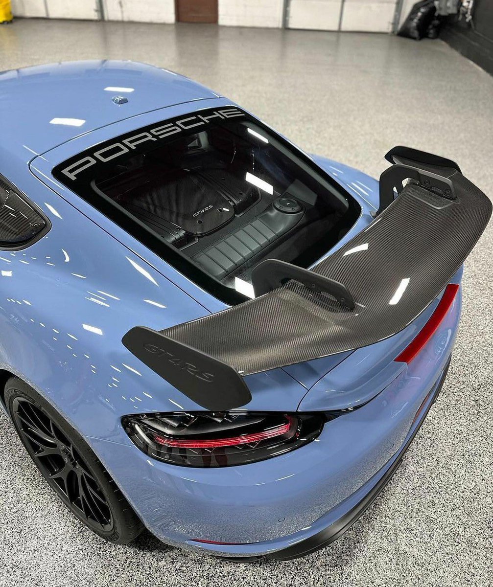 PorscheCIub's tweet photo. Paint-to-Sample Aetna Blue Cayman GT4 RS https://t.co/ipS5VaJxZ3