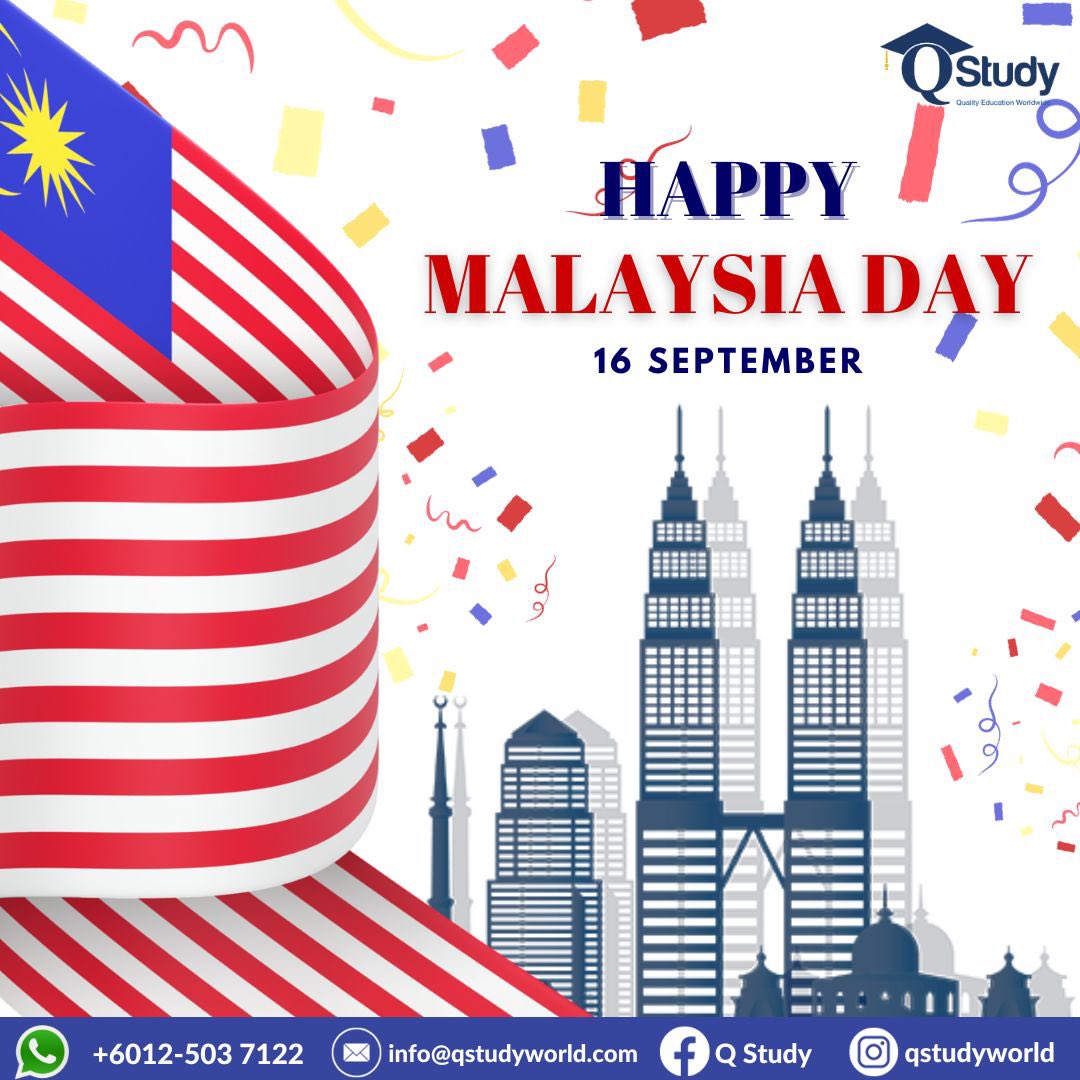 Warm greetings on the occasion of Malaysia Day to everyone. It is on this day that we must come together and make this day an inspiring one.

 #qstudy #qstudyworld #studyabroad #studyinmalaysia #studentplacement #malaysia #studentservices #student #placement #freeofcharge