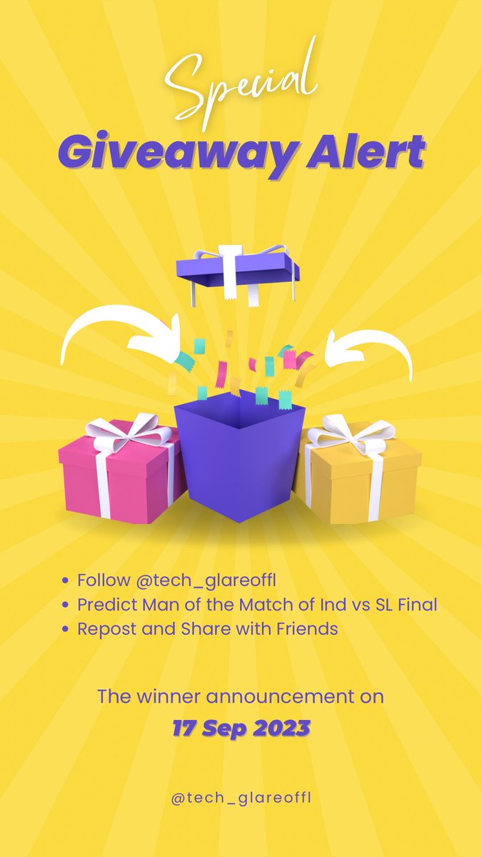 #TechglaresGiveAway : 📢📢📢

Who will win “Man Of the Match” in IND vs SL Final ?

Reply with your Prediction. 

2 Winners will win Rs.500 Amazon Voucher Each.

Must be a Follower of <a href="/Tech_glareOffl/">TechGlare Deals</a>