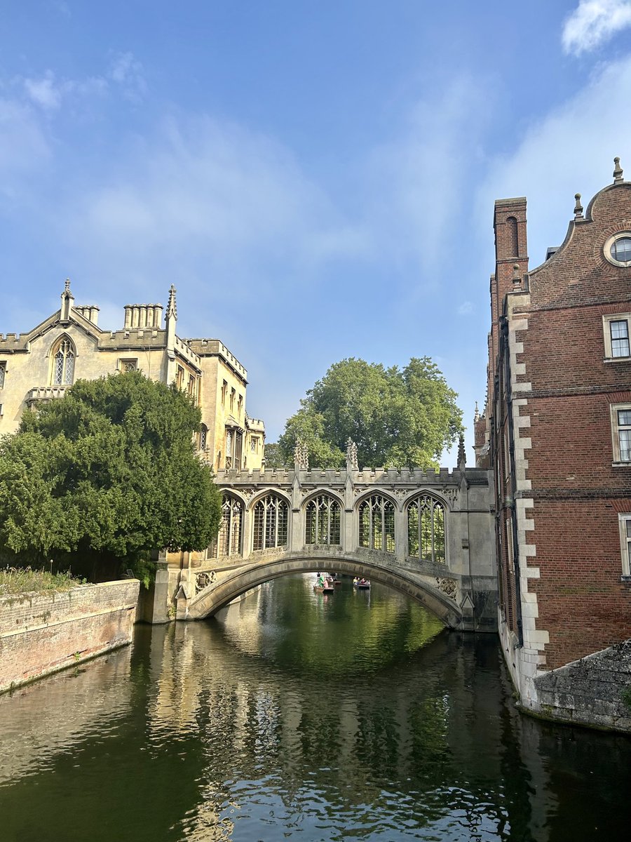 Absolute full marks for romance to the lady who proposed to her girlfriend in a punt as it approached the Bridge of Sighs at St John’s College this morning! And she said yes! (They are inadvertently in my photo, before I knew what was happening!)