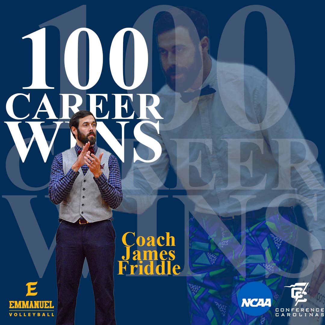 EmmanuelWomenVB's tweet photo. 🚨MILESTONE ALERT🚨

Coach Friddle has reach 1️⃣0️⃣0️⃣ career wins as a Head Coach on the women’s side of the volleyball with the win over Belmont Abbey on 9/15/2023 

#LionPride #goeulions #volleyball #milestone #D2VB https://t.co/AKv7CcOyVT