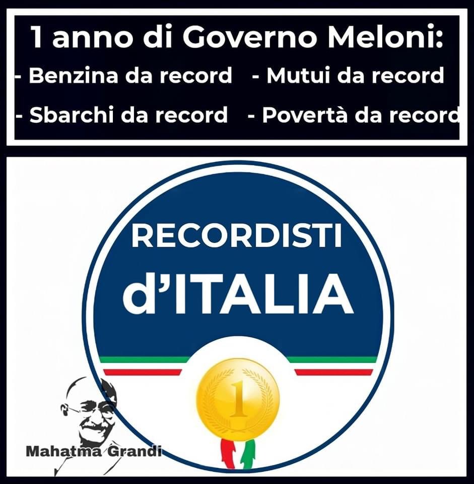 «Molti record 
Molto onore»
No, aspè com’è che era
#GovernoMeloni #GovernoDellaVergogna #16settembre #FdI #mahatmagrandi