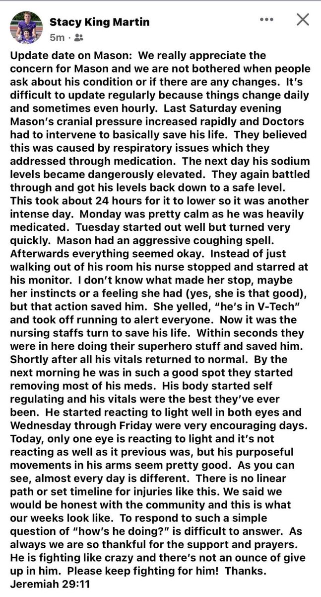 KC_GremlinFball's tweet image. Mason Update- Click on the picture to see/read the full update #MasonStrong 🙏🙏