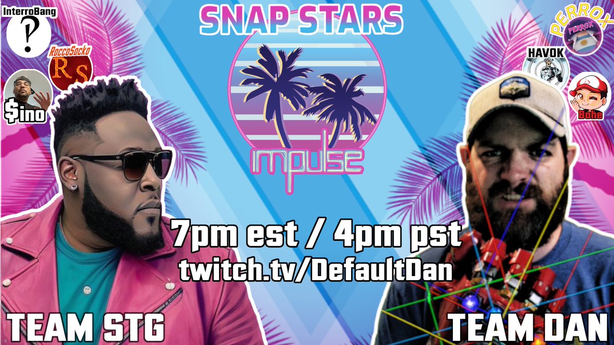 DefaultDanSnap's tweet photo. Make sure you tune in tonight! Final night of the first ever #SnapStars to crown that winner! @Impulse_fl is killing it with all this community based support in #MarvelSnap! Who ya got? #TeamDan or #TeamSTG https://t.co/rhGf2QOZ6t