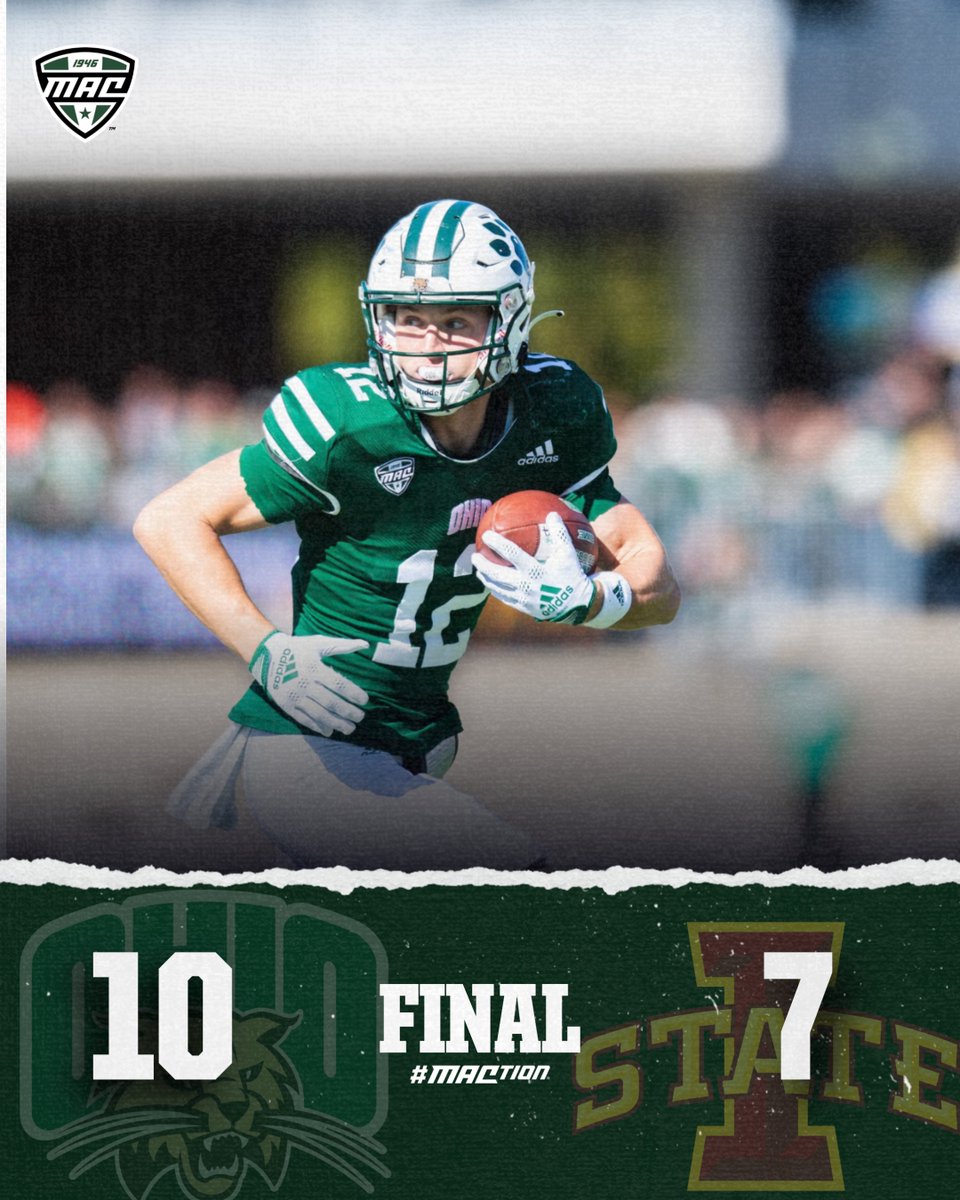 First Win against Iowa State in Ohio Bobcat History! 😺🏴‍☠️

<a href="/OhioFootball/">Ohio Football</a> | #MACtion