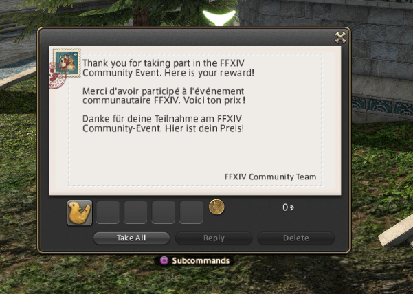 TheRealSandrian's tweet photo. HOLY SHIT THANK YOU SO MUCH @FF_XIV_EN 

Did not think I would get anything from the raffle, I'm so happy! #FFXIV10thSweepstakes #FFXIV https://t.co/U5Fx5skAwV