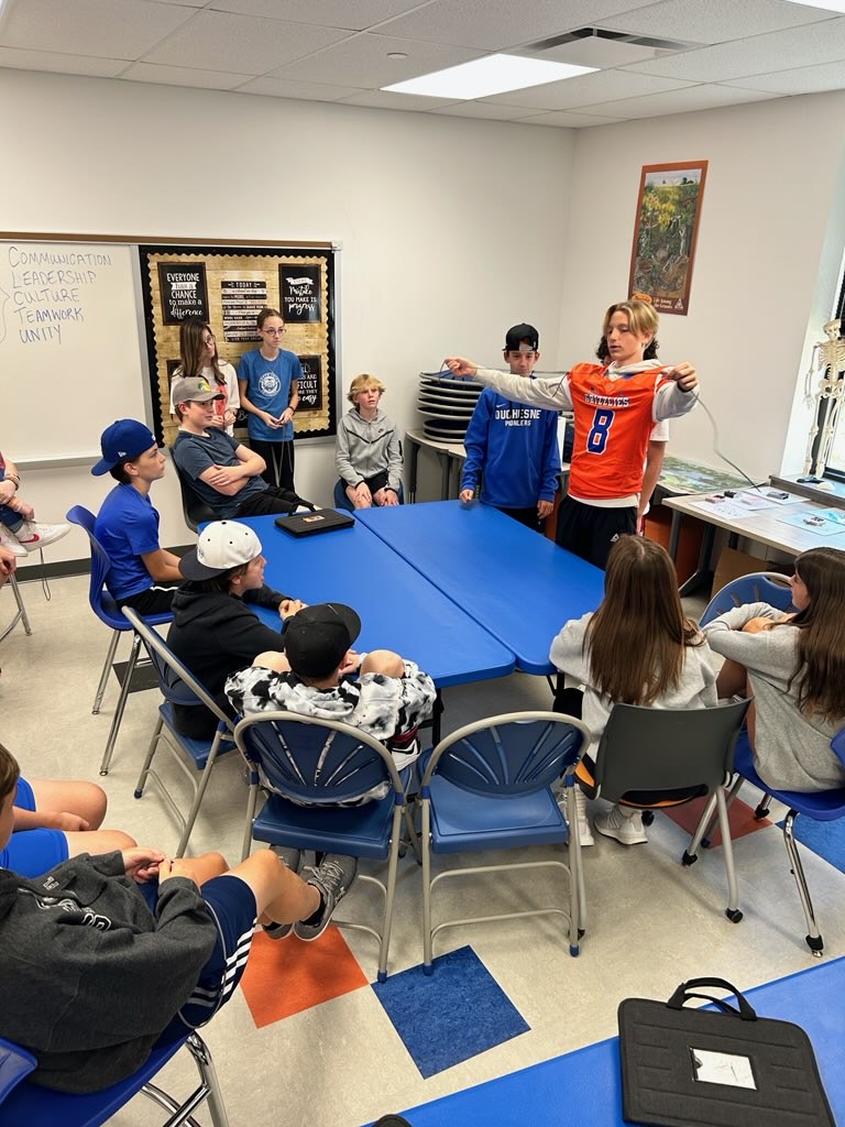 8th-grade NPMS students in Outdoor Pursuits present their own knot creations as part of the camping unit. #GrizzlyPride