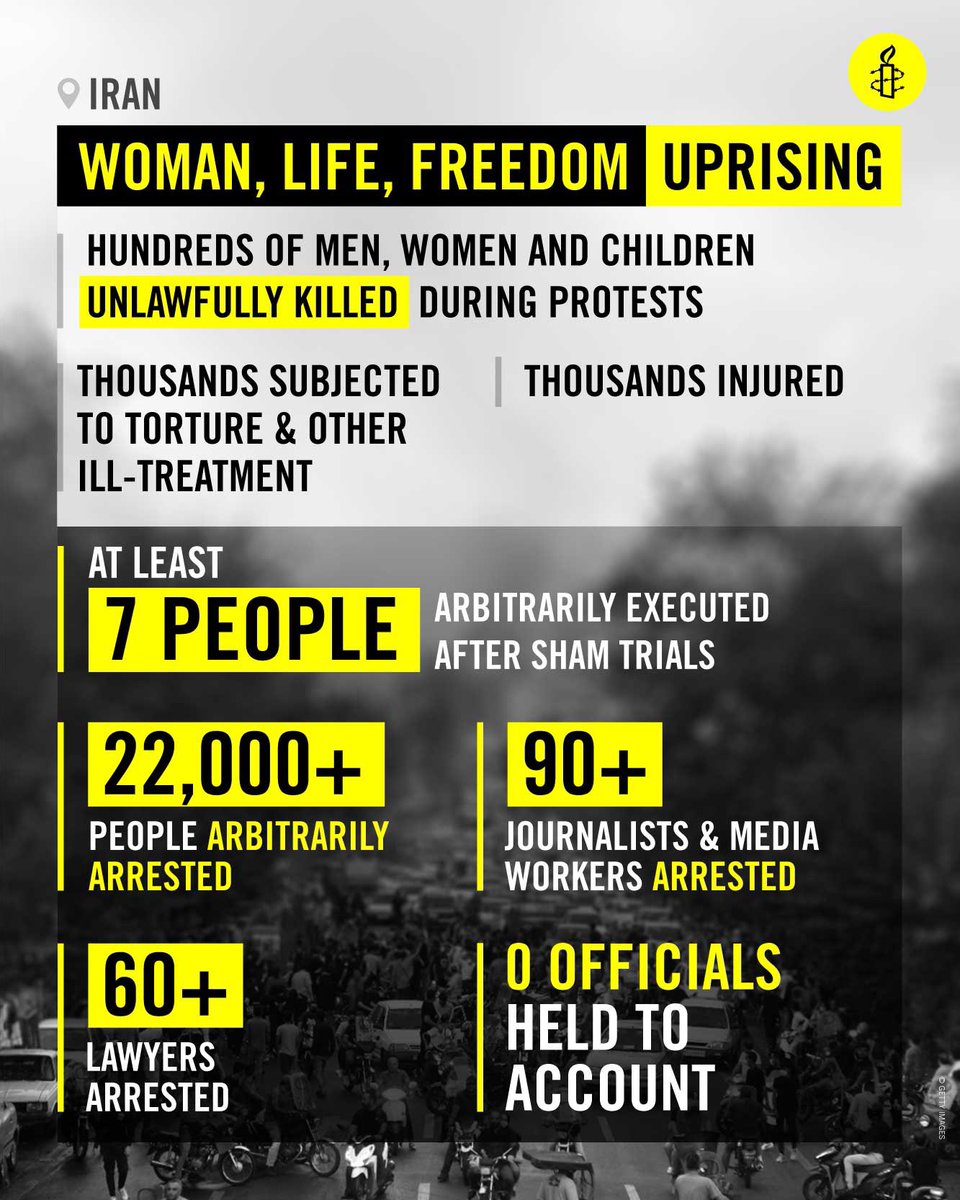 🧵Over the past year, Iranian authorities have committed a litany of crimes under international law to eradicate any challenge to their iron grip on power.