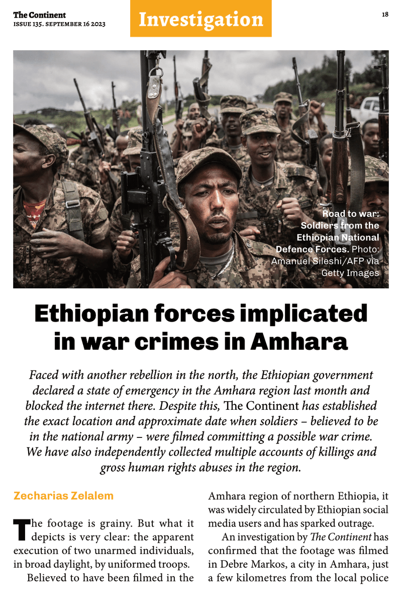 AAA_Amhara's tweet image. .@ZekuZelalem writes for @thecontinent_: &quot;Ethiopian forces implicated in war crimes in Amhara&quot;. 
#WarOnAmhara #AmharaGenocide  
thecontinent.org