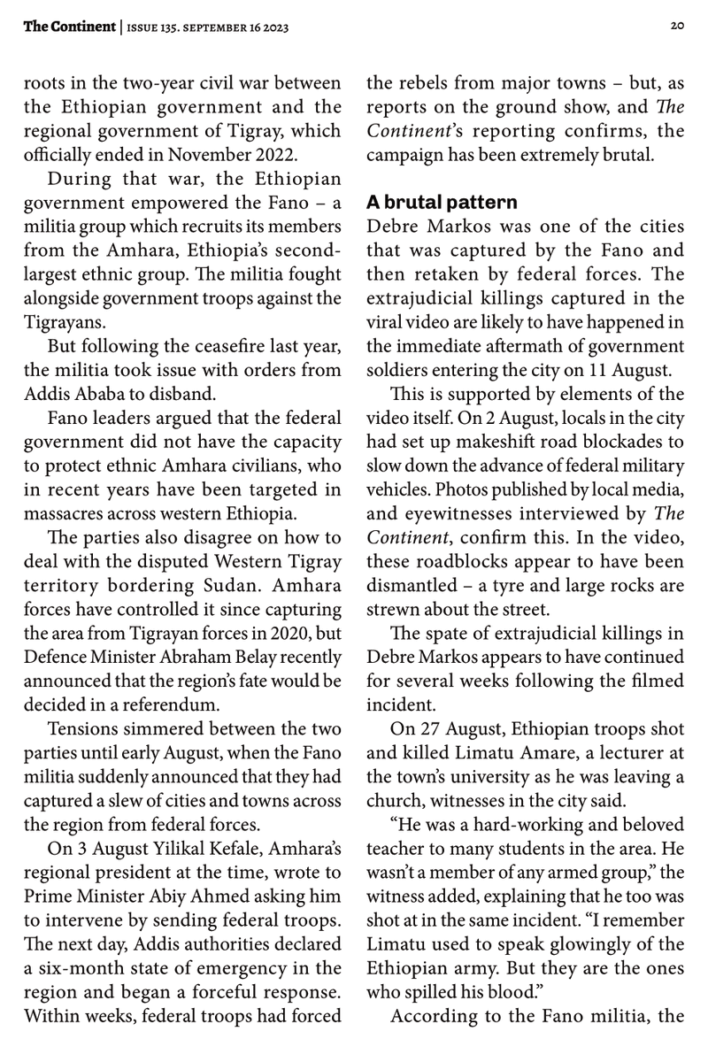 AAA_Amhara's tweet image. .@ZekuZelalem writes for @thecontinent_: &quot;Ethiopian forces implicated in war crimes in Amhara&quot;. 
#WarOnAmhara #AmharaGenocide  
thecontinent.org