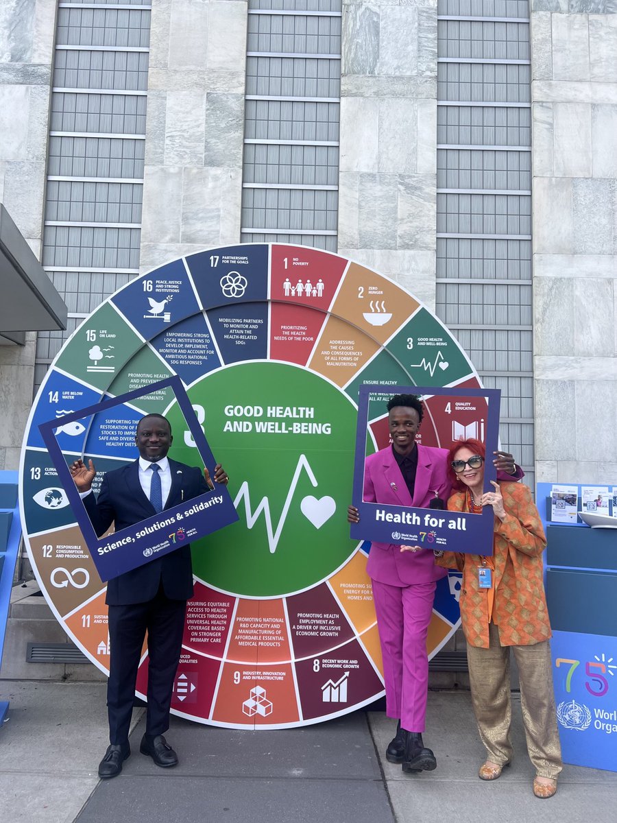 DrJudyK's tweet image. First day of #SDGAction weekend with youth sessions, celebrating Sierra Leone all three of us ⁦@fkoromaoffcial1⁩ ⁦@yulisa_ahmadu⁩ @WHO #HealthForAll