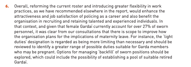 mickthehack's tweet photo. H/T to @political_dub for highlighting that the Commission on the Future of Policing in Ireland made strong comments in 2018 about the Westmanstown Roster (the one Commissioner Harris intends to reintroduce in 2018 and which is the biggest - but not only -  cause of anger among @gardarep members). Here are some mentions...