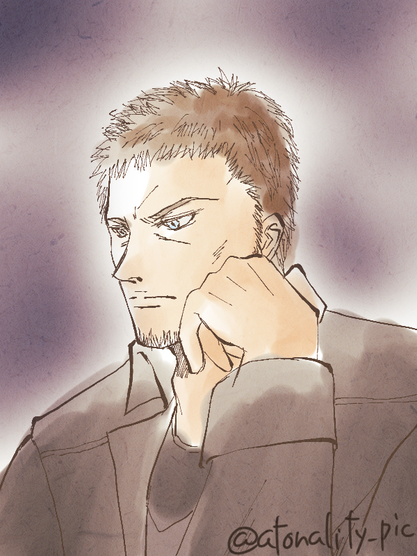 atonality_pic's tweet photo. 【FF15】コル　多分デスクか何かに肘をついてるんだと思う。短髪の男性キャラを書くことは滅多にないので難しかった…… https://t.co/I1X5NK2j0P