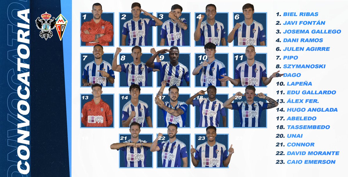 CONVOCATORIA| 
Nuestros 🛡 guerreros⚔ para el partido de mañana 🆚️ <a href="/CDMensajero/">C.D. Mensajero</a>.