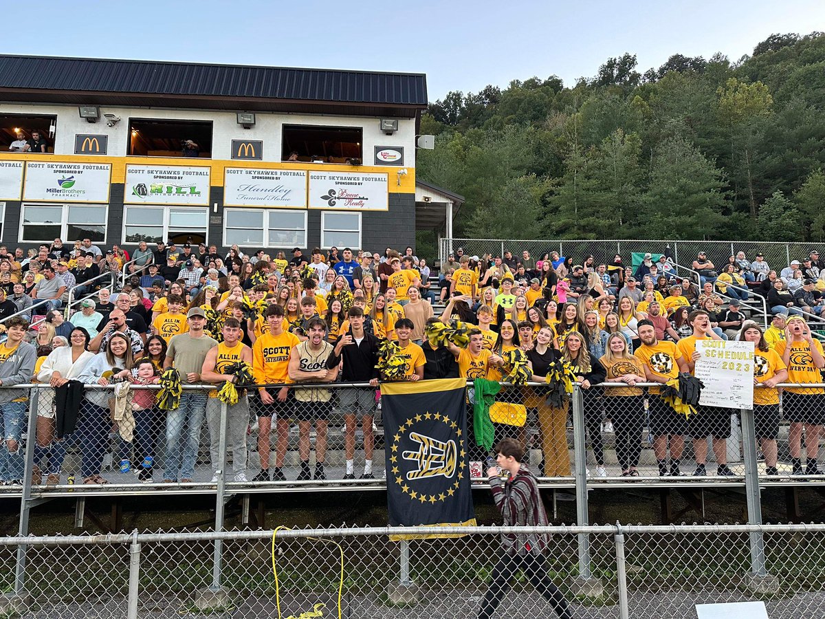 scotthspep's tweet photo. Scott’s student section was ELECTRIC in the Skyhawks’ big win against Point Pleasant! https://t.co/k03pLwgbj9