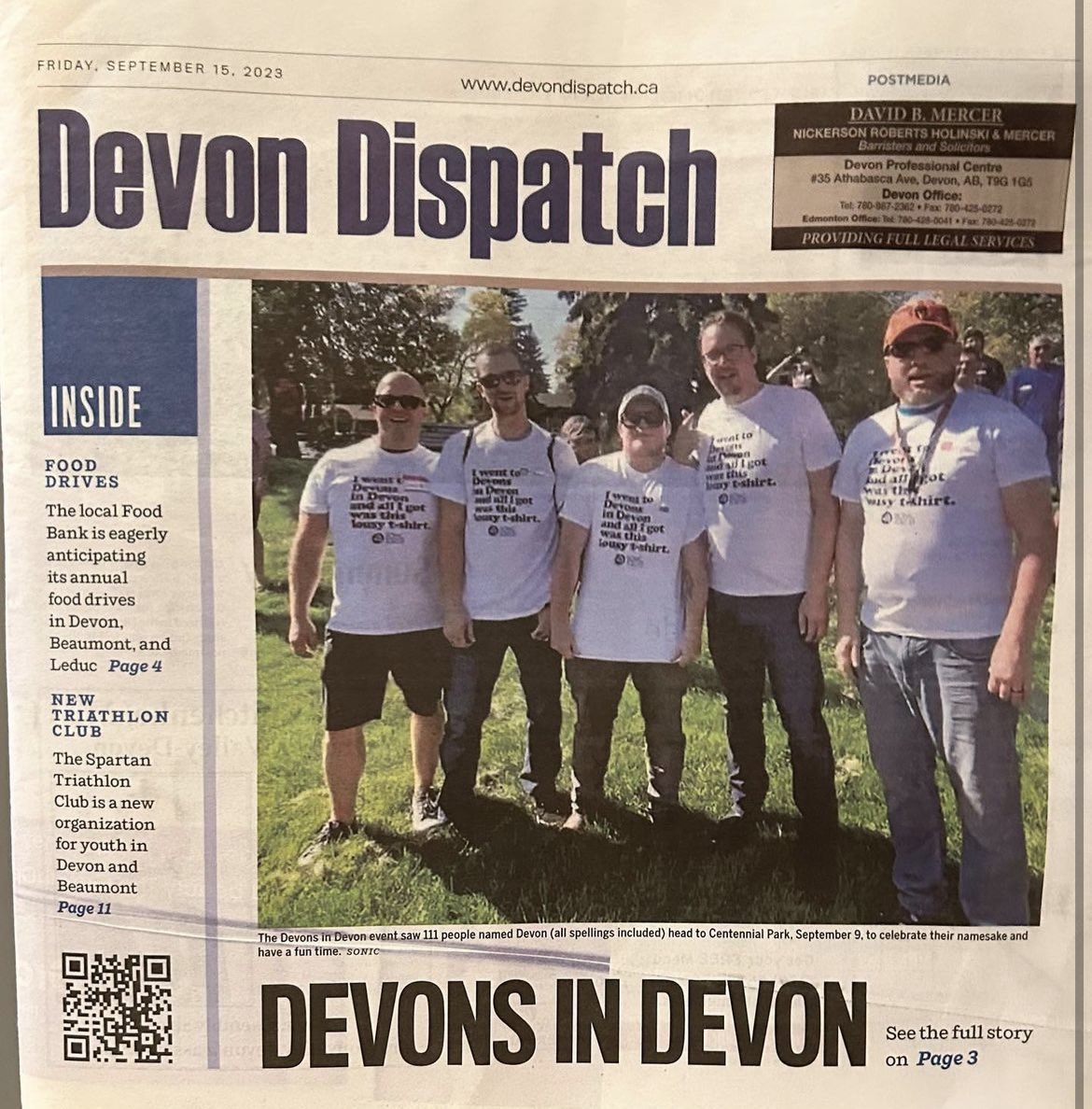 HunterAtHome's tweet photo. Hey we made front page of the Devon Dispatch!! 🤣
Awesome.
#DevonsinDevon https://t.co/GfHb2TB530