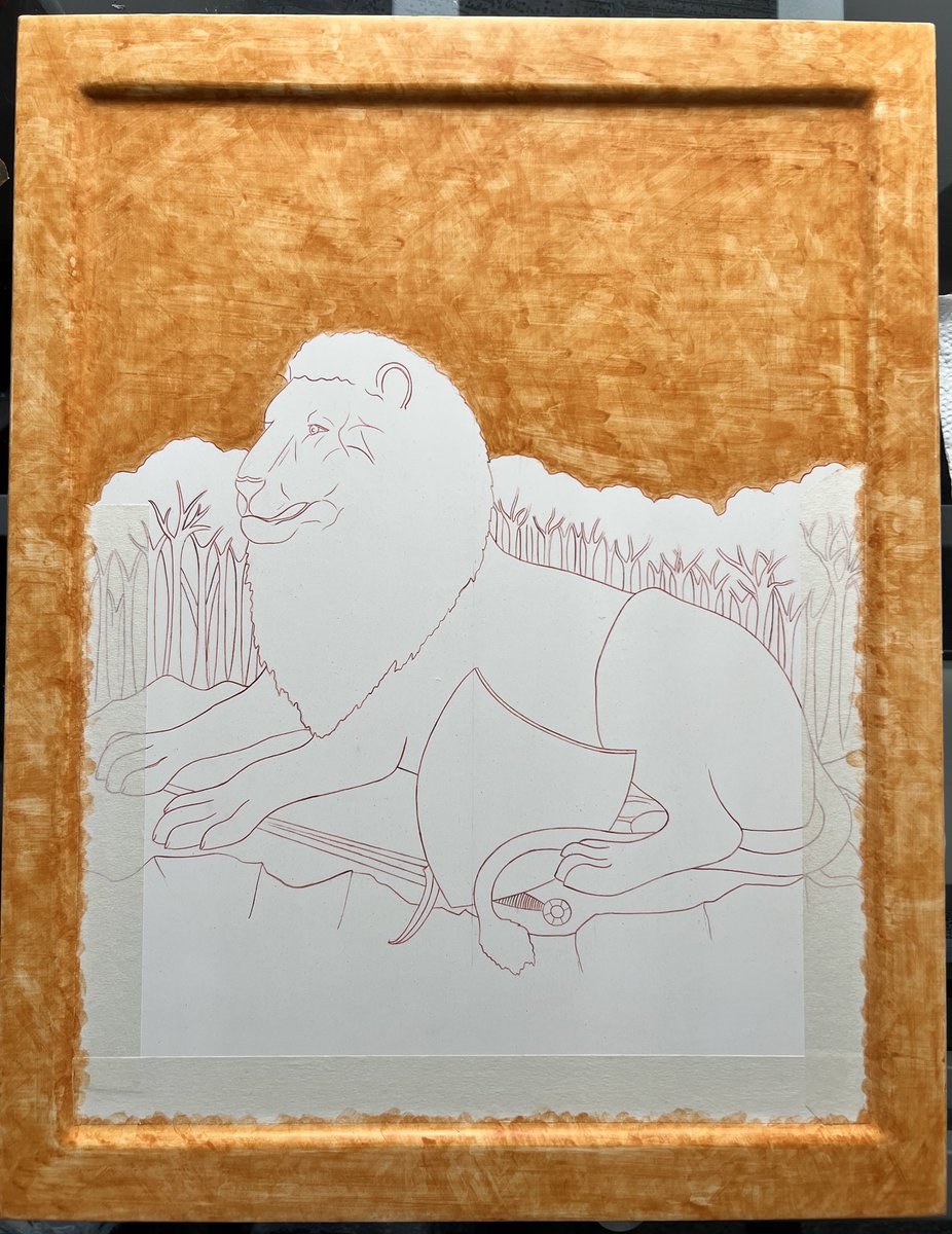 LTMorrish's tweet photo. I’ve started work on this panel painting beginning with the first layers of bole which is a ground for the gold leaf to stick to. 🖼️🎨🦁
#panelpainting #fraangelico #Renaissance #medieval #gallery #forsale #richardthelionheart https://t.co/B0xjXCly4T